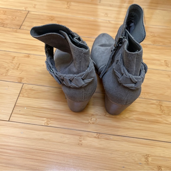 Sam Edelman Minetta Block Heel Almond Toe Ankle Boots Bootie Flint Grey Suede - Picture 5 of 11